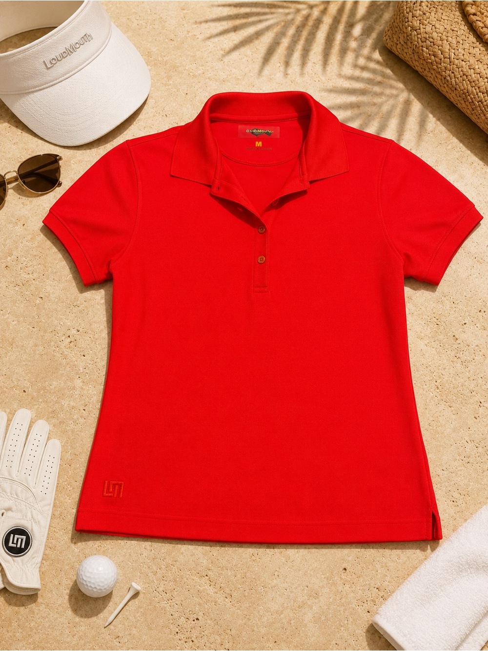 Loudmouth Women’s Red Golf Polo Size M Resort Clubhouse Performance Top